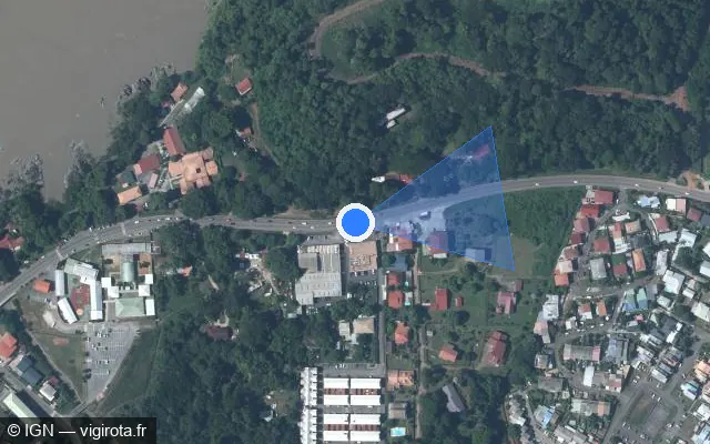 Vue satellite de l'emplacement du radar fixe à Cayenne sur Route de Montabo / D 1