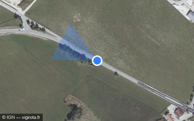 Vue satellite de l'emplacement du radar fixe à Houtaud sur D 72