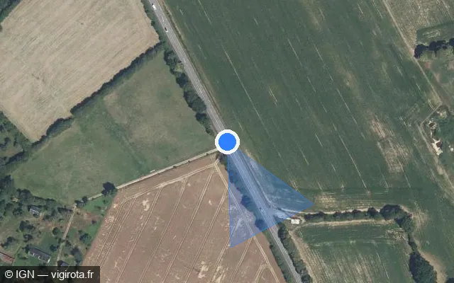 Vue satellite de l'emplacement du radar fixe à Le Châtellier sur D 962