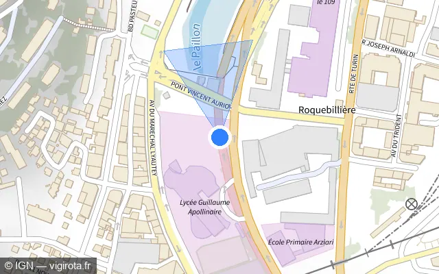 Vue plan de l'emplacement du radar fixe à Nice sur Tunnel André Liautaud / M 2204 B