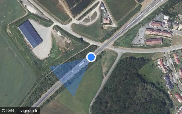 Vue satellite de l'emplacement du radar fixe à Lèves sur N 1154