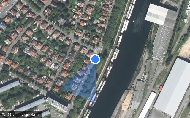 Vue satellite de l'emplacement du radar fixe à Strasbourg sur Rue du Général Conrad