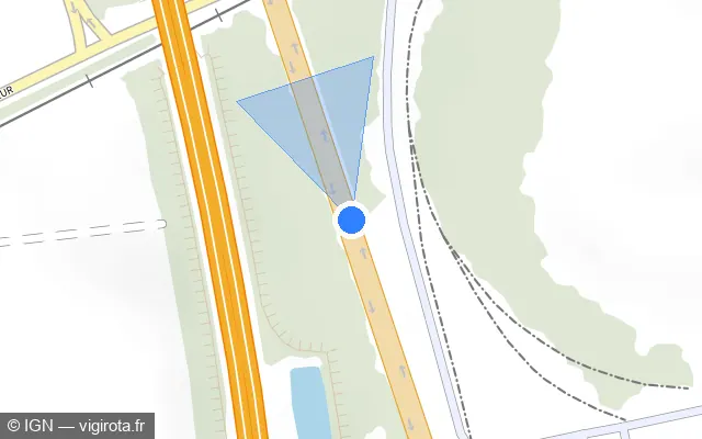 Vue plan de l'emplacement du radar fixe à Mours sur D 301