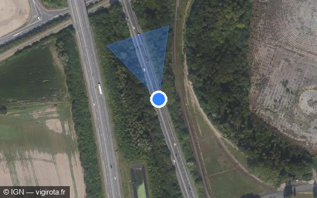 Vue satellite de l'emplacement du radar fixe à Mours sur D 301