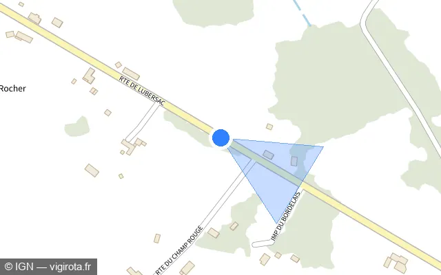 Vue plan de l'emplacement du radar fixe à Les Trois-Saints sur Route de Lubersac / D 902