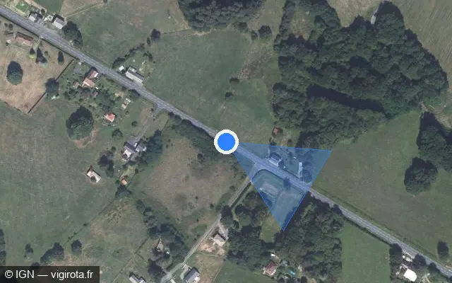 Vue satellite de l'emplacement du radar fixe à Les Trois-Saints sur Route de Lubersac / D 902