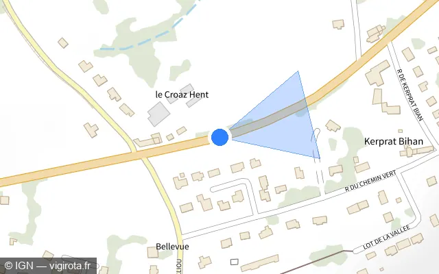 Vue plan de l'emplacement du radar fixe à Le Merzer sur D 9