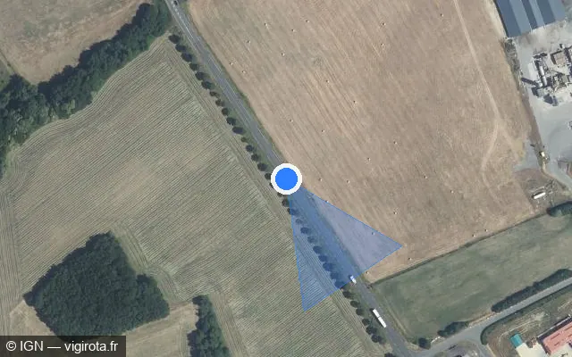 Vue satellite de l'emplacement du radar fixe à Bridoré sur Route Nationale / D 943