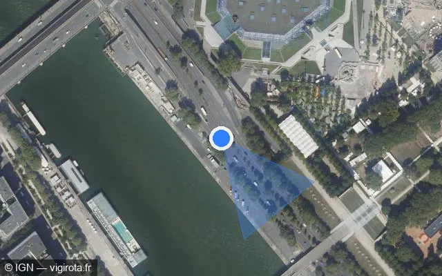 Vue satellite de l'emplacement du radar fixe à Charenton-le-Pont sur Quai de Bercy