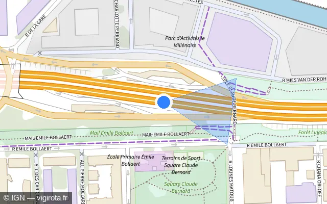 Vue plan de l'emplacement du radar fixe à Aubervilliers sur Boulevard Périphérique Intérieur