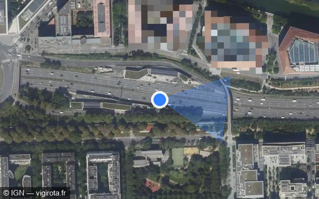 Vue satellite de l'emplacement du radar fixe à Aubervilliers sur Boulevard Périphérique Intérieur