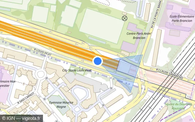 Vue plan de l'emplacement du radar fixe à Vanves sur E 05 / Boulevard Périphérique Extérieur
