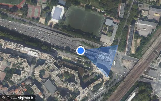 Vue satellite de l'emplacement du radar fixe à Vanves sur E 05 / Boulevard Périphérique Extérieur