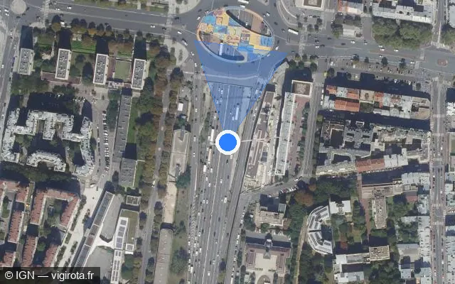 Vue satellite de l'emplacement du radar fixe à Saint-Mandé sur E 15 / Boulevard Périphérique Extérieur