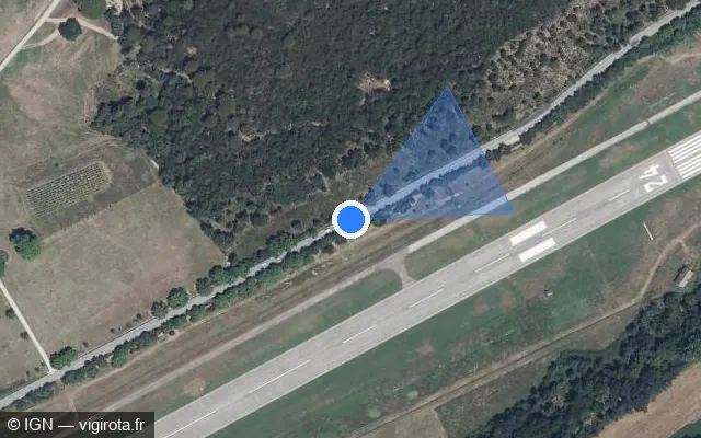 Vue satellite de l'emplacement du radar fixe à La Môle sur D 98