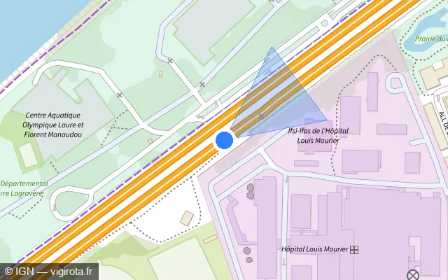 Vue plan de l'emplacement du radar fixe à Colombes sur A 86