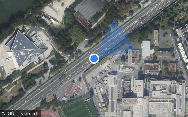 Vue satellite de l'emplacement du radar fixe à Colombes sur A 86