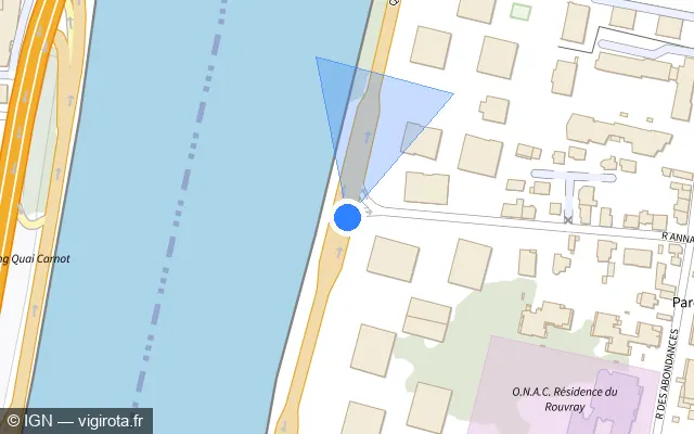 Vue plan de l'emplacement du radar fixe à Boulogne-Billancourt sur Quai du Quatre Septembre / D 1