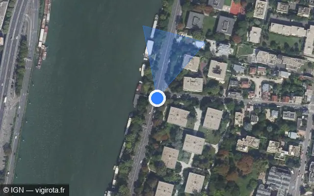 Vue satellite de l'emplacement du radar fixe à Boulogne-Billancourt sur Quai du Quatre Septembre / D 1