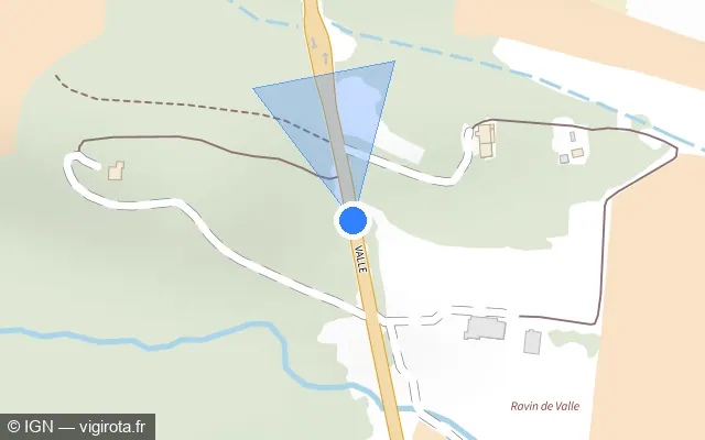 Vue plan de l'emplacement du radar fixe à Sorbo-Ocagnano sur Strada Territuriale / Route Territoriale / T 10