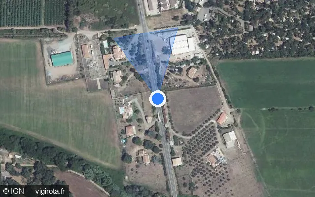 Vue satellite de l'emplacement du radar fixe à Cervione sur Strada Territuriale 10 di u Pumonte / Route Territoriale 10 Sud / T 10