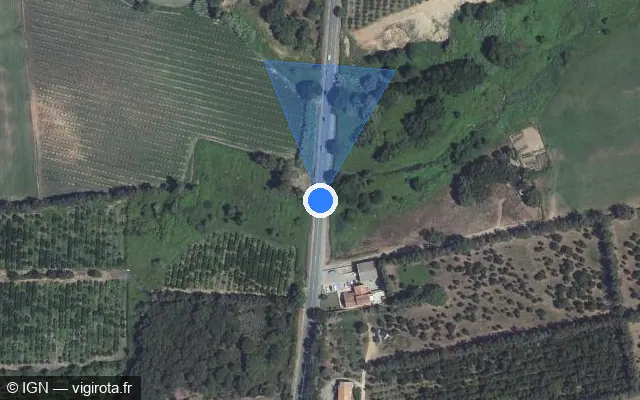 Vue satellite de l'emplacement du radar fixe à San-Giuliano sur Strada Territuriale / T 10