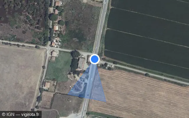 Vue satellite de l'emplacement du radar fixe à San-Giuliano sur Strada Territuriale / T 10