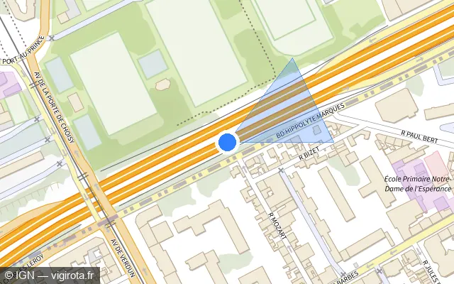 Vue plan de l'emplacement du radar fixe à Le Kremlin-Bicêtre sur E 15 / E 50 / Boulevard Périphérique Extérieur