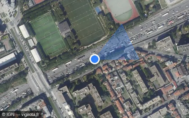 Vue satellite de l'emplacement du radar fixe à Le Kremlin-Bicêtre sur E 15 / E 50 / Boulevard Périphérique Extérieur