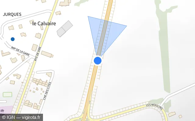 Vue plan de l'emplacement du radar fixe à Dialan sur Chaîne sur D 577