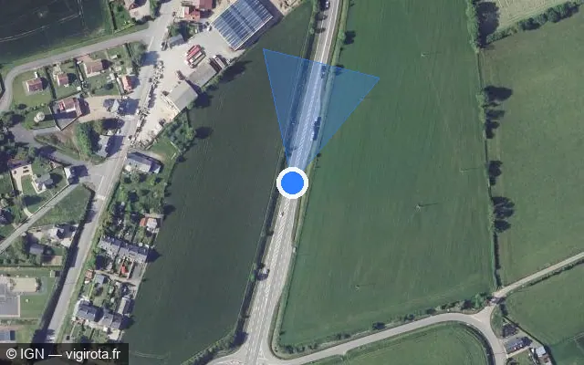 Vue satellite de l'emplacement du radar fixe à Dialan sur Chaîne sur D 577