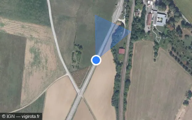 Vue satellite de l'emplacement du radar fixe à Montain sur Route de Voiteur / D 70