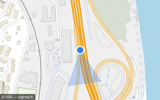 Vue plan de l'emplacement du radar fixe à Saint-Fons sur A 7 / Autoroute du Soleil