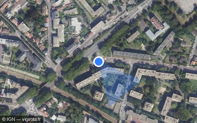 Vue satellite de l'emplacement du radar fixe à Viroflay sur Rue de la Ceinture