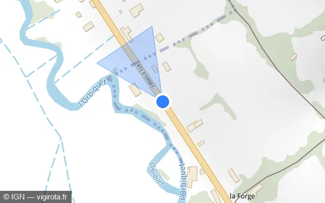 Vue plan de l'emplacement du radar fixe à Saint-Denis-de-Mailloc sur Route d'Orbec / D 519