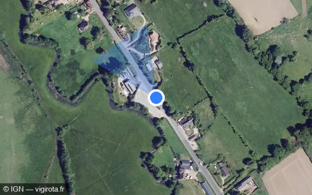 Vue satellite de l'emplacement du radar fixe à Saint-Denis-de-Mailloc sur Route d'Orbec / D 519