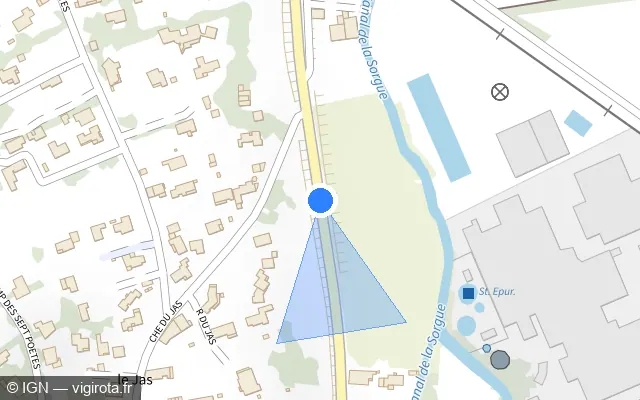 Vue plan de l'emplacement du radar fixe à Châteauneuf-de-Gadagne sur Route de Saint-Saturnin / D 6