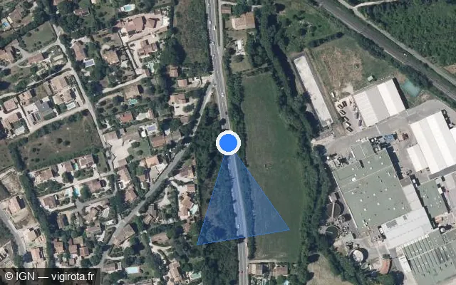 Vue satellite de l'emplacement du radar fixe à Châteauneuf-de-Gadagne sur Route de Saint-Saturnin / D 6