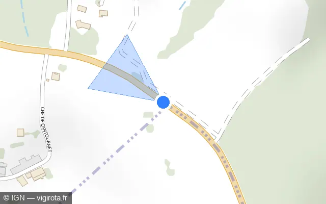 Vue plan de l'emplacement du radar fixe à Prunet sur Route du Midi / D 920