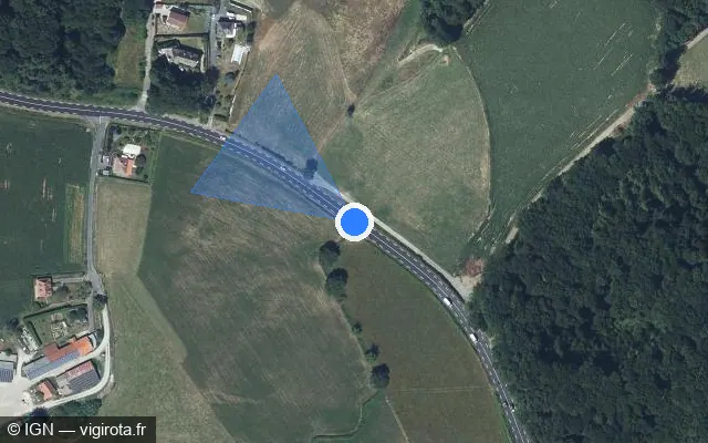 Vue satellite de l'emplacement du radar fixe à Prunet sur Route du Midi / D 920