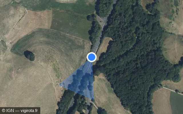 Vue satellite de l'emplacement du radar fixe à Saint-Mamet-la-Salvetat sur RN 122 / N 122