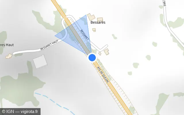 Vue plan de l'emplacement du radar fixe à Maurs sur N 122