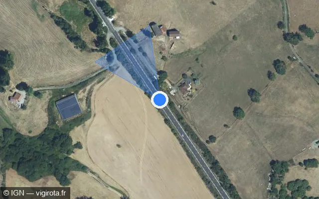 Vue satellite de l'emplacement du radar fixe à Maurs sur N 122