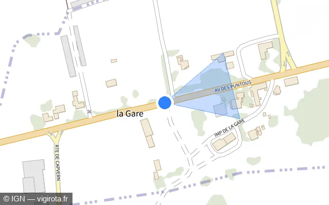 Vue plan de l'emplacement du radar fixe à Miélan sur D 1021
