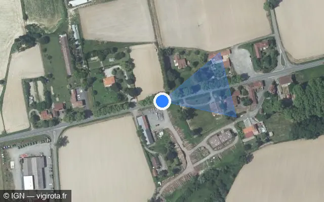 Vue satellite de l'emplacement du radar fixe à Miélan sur D 1021