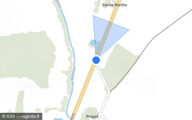 Vue plan de l'emplacement du radar fixe à Ligardes sur Route d'Agen / D 931