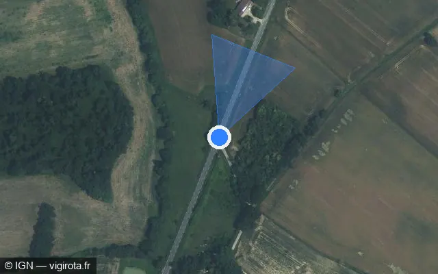 Vue satellite de l'emplacement du radar fixe à Ligardes sur Route d'Agen / D 931