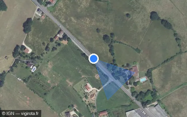 Vue satellite de l'emplacement du radar fixe à Saint-Michel-Loubéjou sur Route de la Croix Blanche / D 803