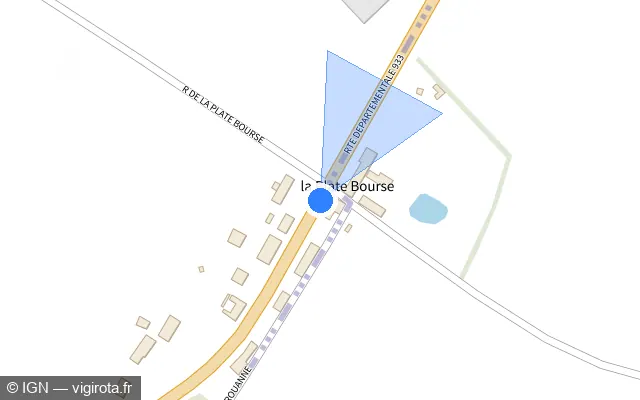 Vue plan de l'emplacement du radar fixe à Staple sur Route Départementale 933 / D 933
