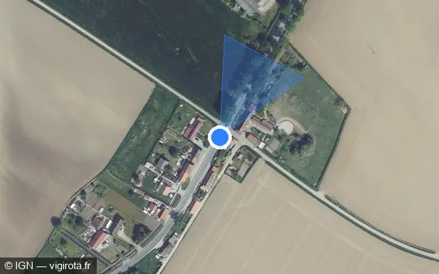 Vue satellite de l'emplacement du radar fixe à Staple sur Route Départementale 933 / D 933